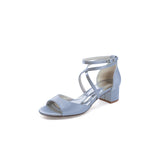 Yellow Peep Toe Cross-Strap Chunky Heels