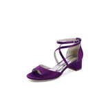 Yellow Peep Toe Cross-Strap Chunky Heels
