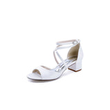 Yellow Peep Toe Cross-Strap Chunky Heels