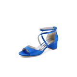 Yellow Peep Toe Cross-Strap Chunky Heels