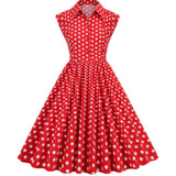 1950S Polka Dot Sleeveless Rock Cocktail Vintage Dress