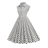 1950S Polka Dot Sleeveless Rock Cocktail Vintage Dress