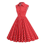 1950S Polka Dot Sleeveless Rock Cocktail Vintage Dress