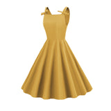 1950S Retro Bow Strap Sleeveless Vintage Dress