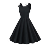 1950S Retro Bow Strap Sleeveless Vintage Dress