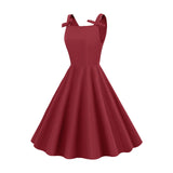1950S Retro Bow Strap Sleeveless Vintage Dress