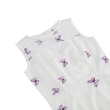 1950S Round neck sleeveless lace butterfly embroidery Vintage Dress