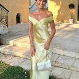 Kaia | Aqua Sheath Off The Shoulder Sleeveless Satin Long Prom Dress