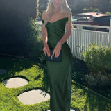 Kaia | Aqua Sheath Off The Shoulder Sleeveless Satin Long Prom Dress