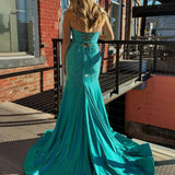 Mira | Mermaid Glitter Sweetheart Red Cut-out Beaded Long Prom Dress with Slit