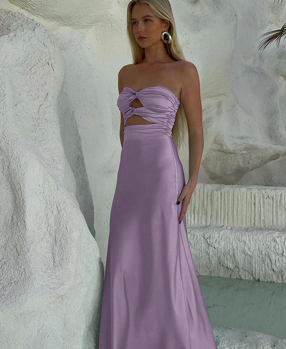 Cleo | Sheath Aqua Blue Strapless Satin Long Prom Dresses