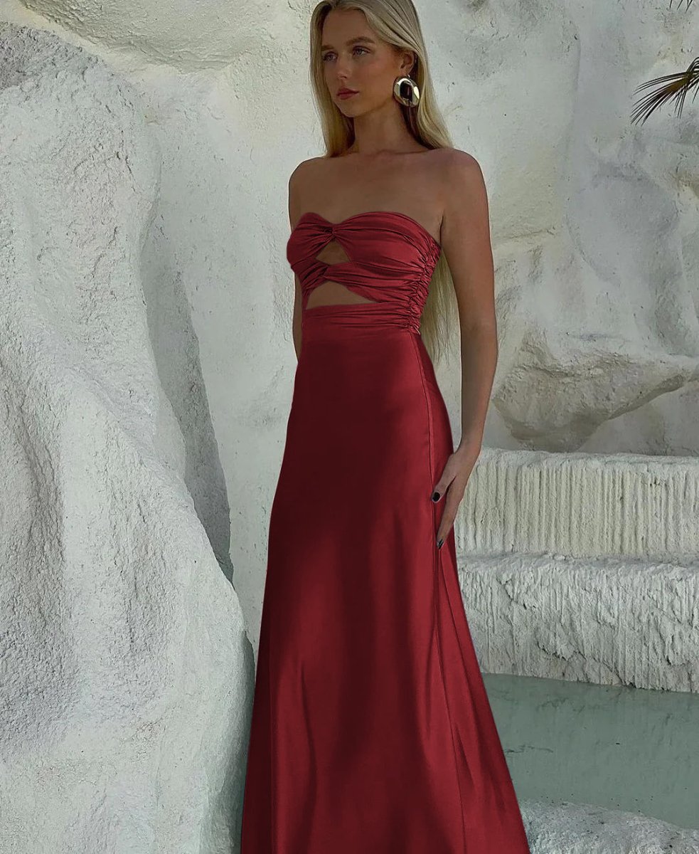 Cleo | Sheath Aqua Blue Strapless Satin Long Prom Dresses