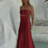 Cleo | Sheath Aqua Blue Strapless Satin Long Prom Dresses
