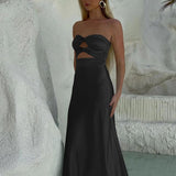 Cleo | Sheath Aqua Blue Strapless Satin Long Prom Dresses