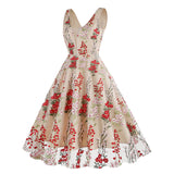 1950S V-Neck Sleeveless Havy Embroidery Retro 50S dress Hepburn Vintage Dress