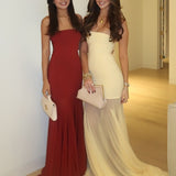 Valeska | Yellow Strapless Chiffon Mermaid Long Prom Dresses