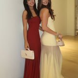 Valeska | Yellow Strapless Chiffon Mermaid Long Prom Dresses