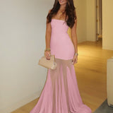 Valeska | Yellow Strapless Chiffon Mermaid Long Prom Dresses